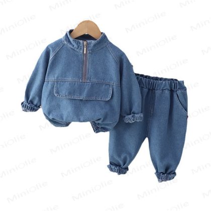 Toddler 2-Piece Zipper Denim Cool Set