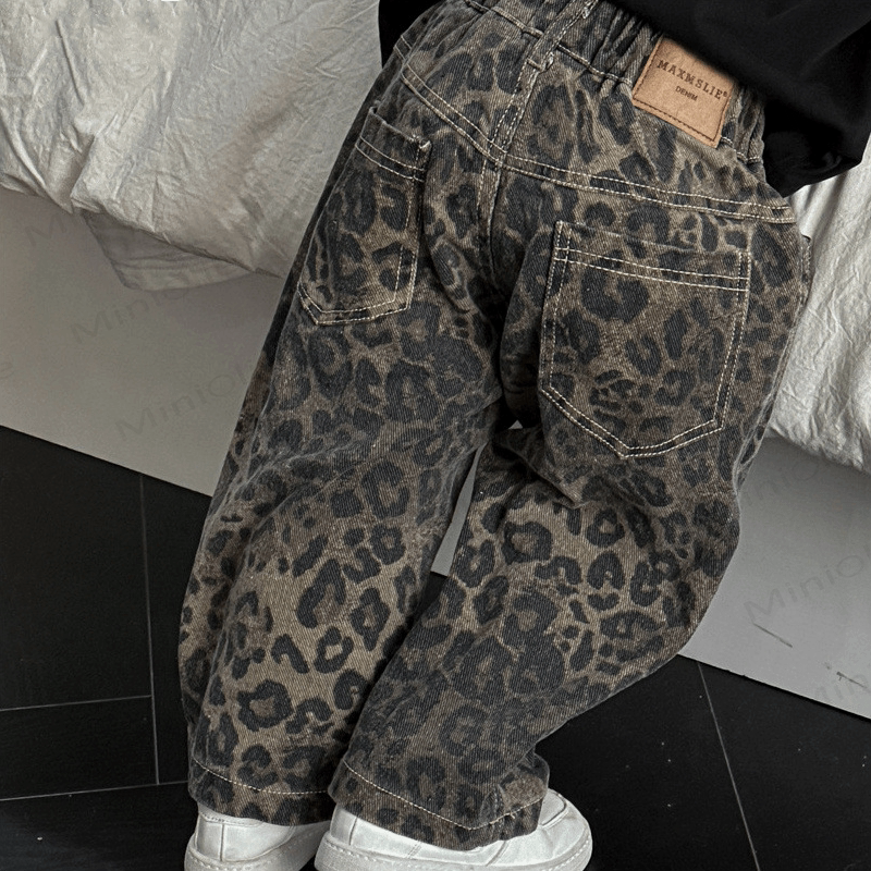 Kid Boy Leopard Print Jeans Pants