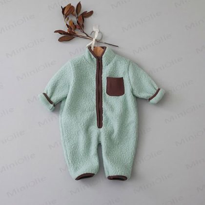 Baby Contrast Color Fleece Romper