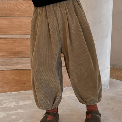 Toddler Corduroy Solid Color Loose Pants