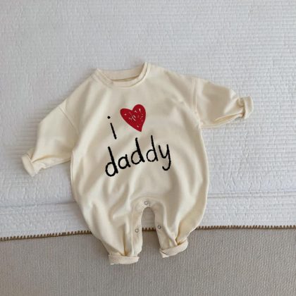I LOVE DADDY Baby Beige Romper