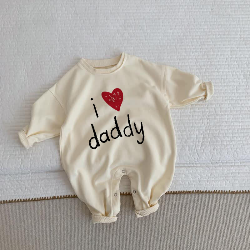 I LOVE DADDY Baby Beige Romper