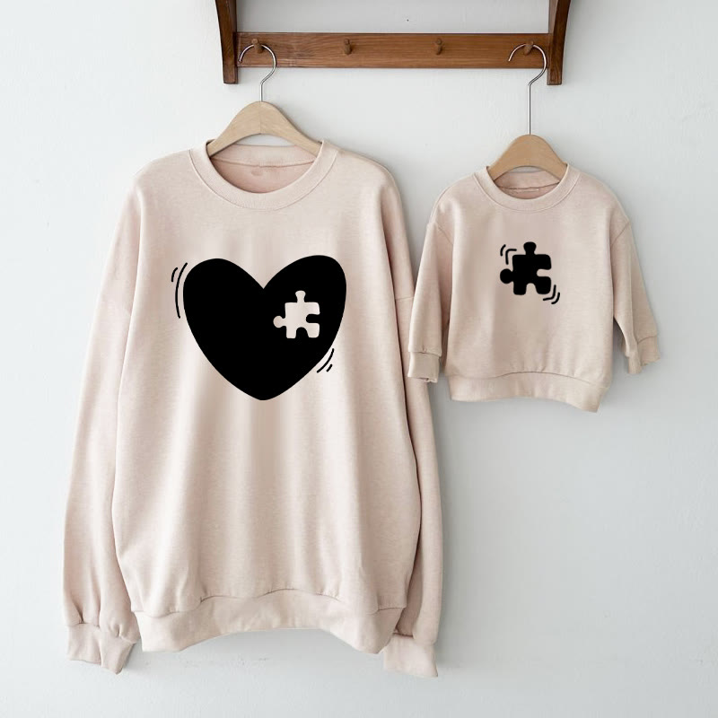Love Heart Puzzle Mommy And Me Family Sweatshirt