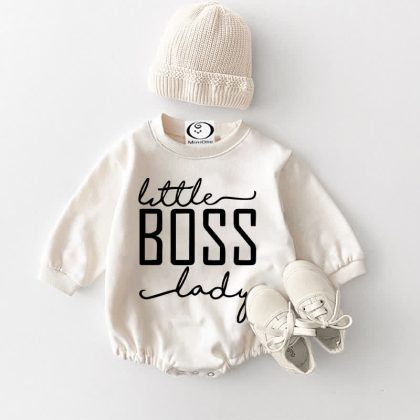 LITTLE BOSS LADY Baby White Bodysuit