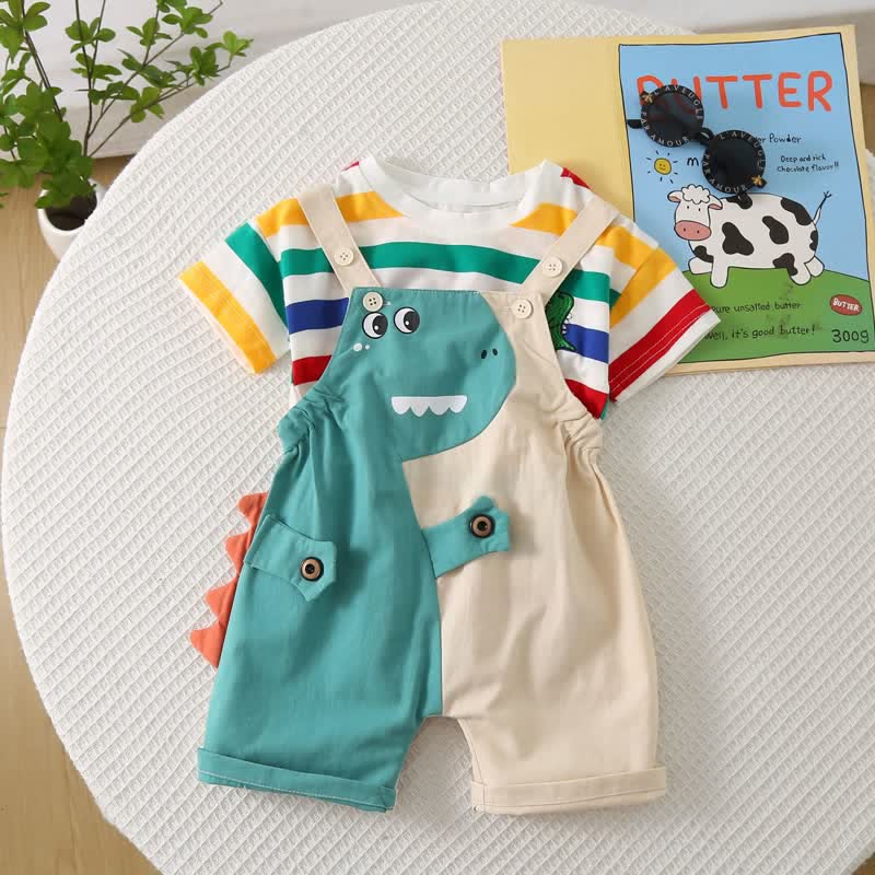 Baby 2-Piece Multicolor Striped Dinosaur Set
