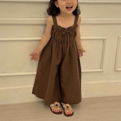 Toddler Solid Color Bow Vintage Overalls