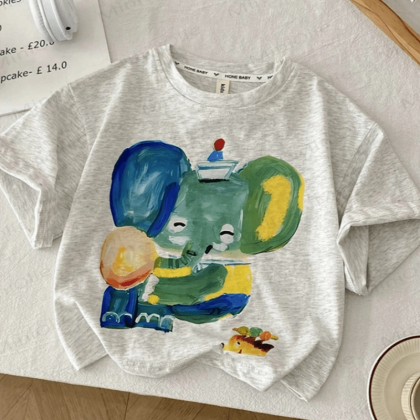 Kid Oil Paint Elephant Grey T-Shirt