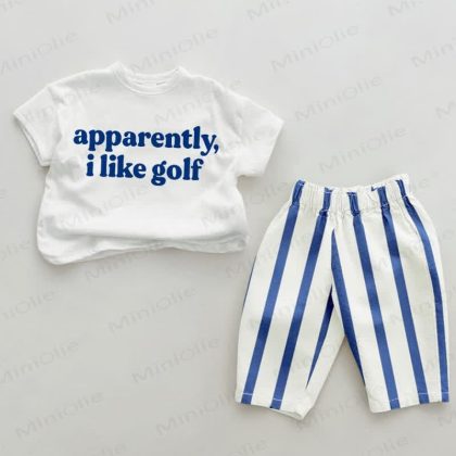 APPARENTLY I LIKE GOLF Baby 2-Piece Blue Striped Set