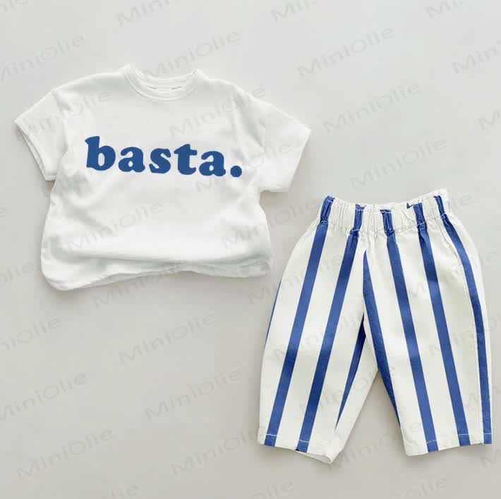 BASTA Baby Simple Blue Vertical Striped 2-piece Set