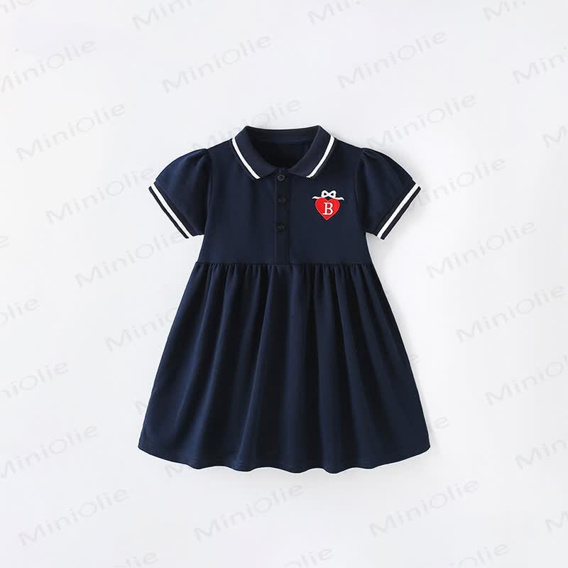 Toddler Kid Polo Bow Heart Black Dress