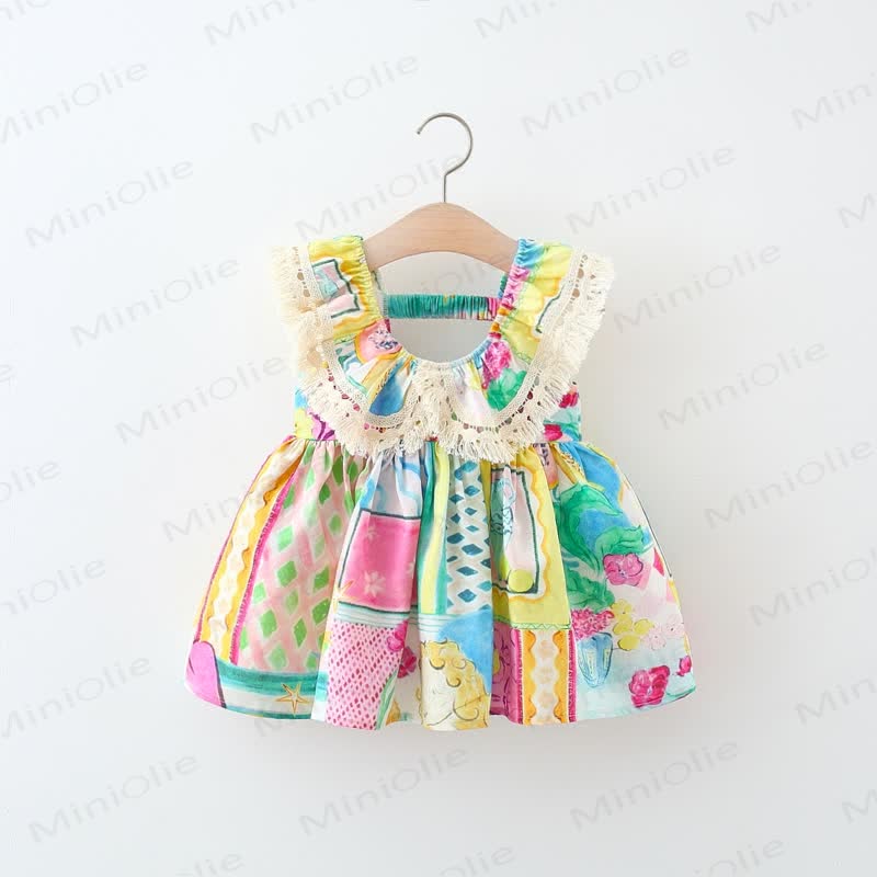 Toddler Multicolor Abstract Rhombus Dress