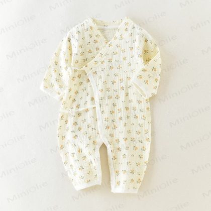 Baby Strawberrry Cute Animals Beige Romper