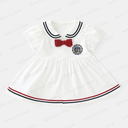 Baby Bow Bear White Preppy Style Dress
