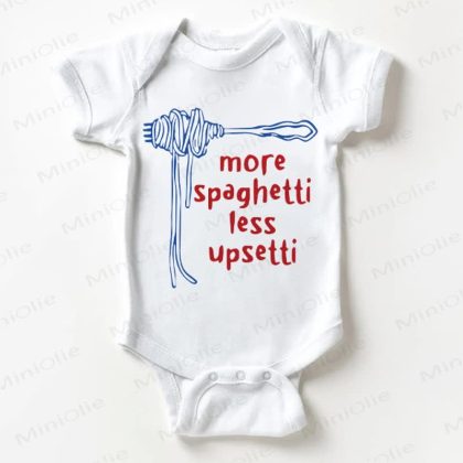 MORE SPAGHETTI LESS UPSETTI Baby White Bodysuit