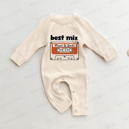 BEST MIX MOM & DAD Baby Waffle Beige Romper