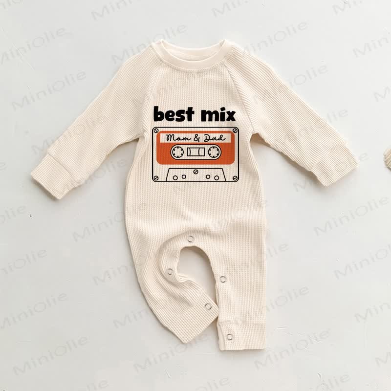 BEST MIX MOM & DAD Baby Waffle Beige Romper
