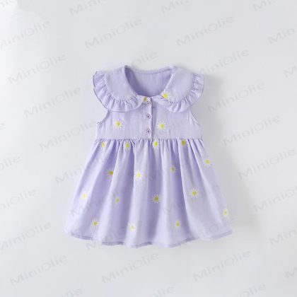 Toddler Kid Purple Embroidered Daisy Dress