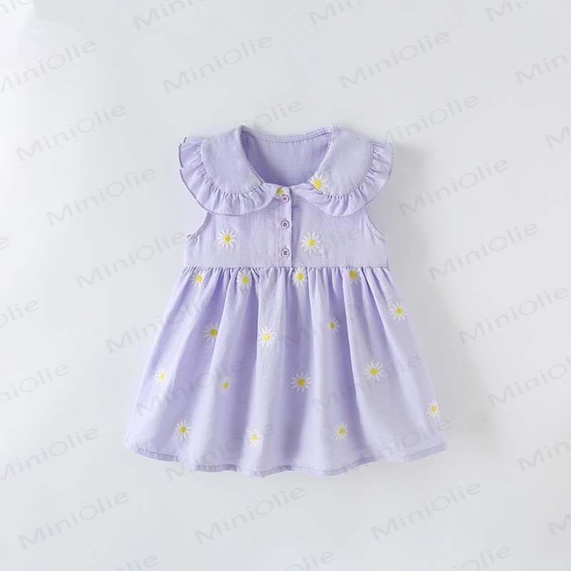 Toddler Kid Purple Embroidered Daisy Dress