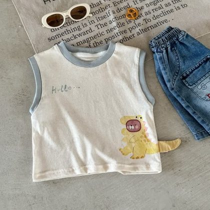 Baby Cute Animal Beige Tank Top