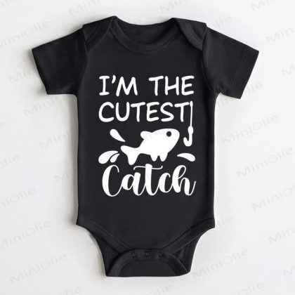 I'M THE CUTEST CATCH Baby Black Bodysuit