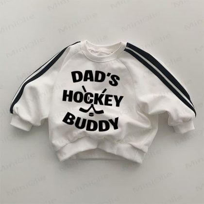 DADDY'S HOCKEY BUDDY Baby White Sweatshirt
