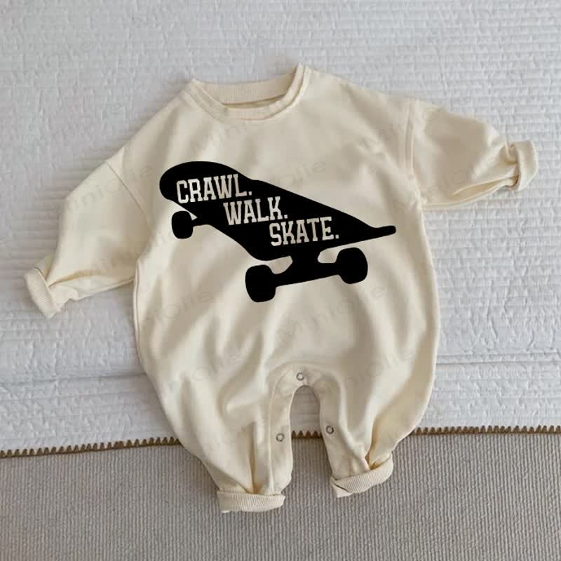 CRAWL. WALK. SKATE. Baby Beige Romper