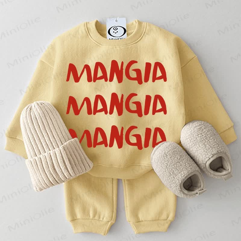 MANGIA Baby Slogan 2-piece Yellow Set