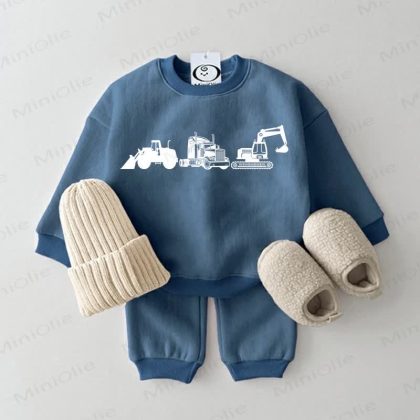 Baby Engineering Vehicle Blue Sweatsuit 2-piece Set