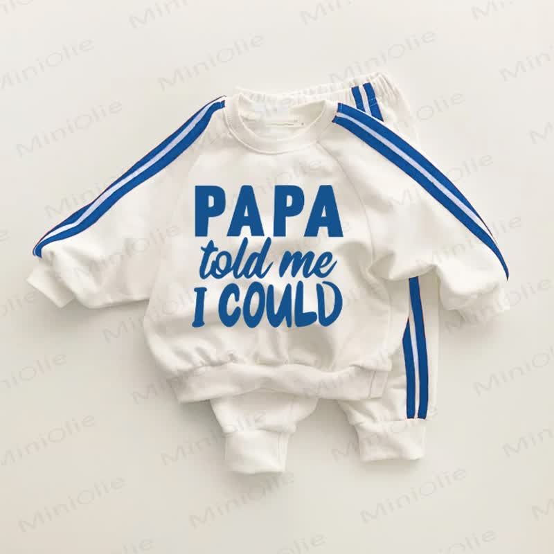 PAPA TOLD ME I COULD Baby Toddler Blue Striped 2-piece Set