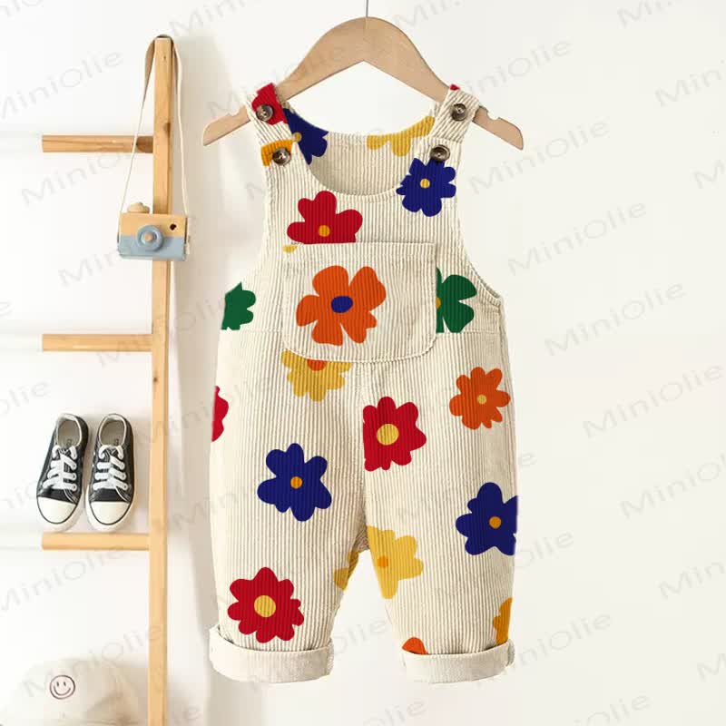 Baby Toddler Colorful Flower Corduroy Overalls