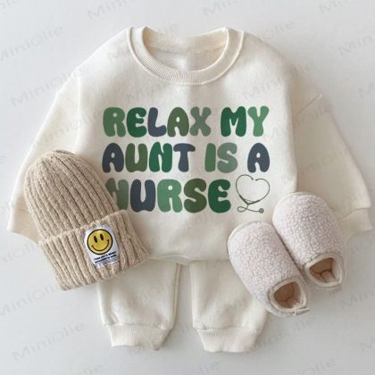 RELAX MY AUNT IS A NURSE Baby 2-piece White Set