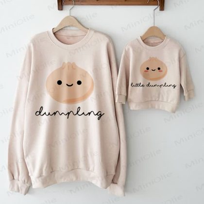 DUMPLING/LITTLE DUMPLING Baby Beige Family Sweatshirt