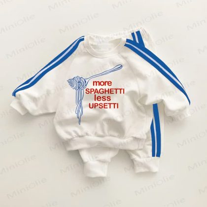 MORE SPAGHETTI LESS UPSETTI Baby Toddler Blue Striped 2-piece Set