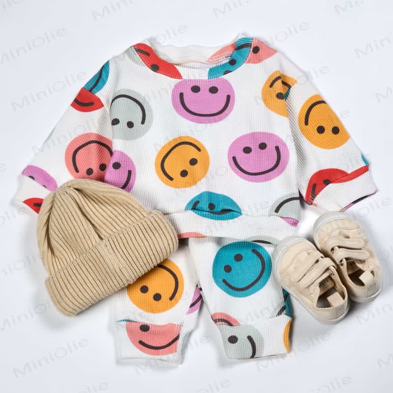 Baby Waffle Colorful Smiley Face 2-piece Set