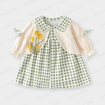 Baby Floral Plaid/Bunny Dress