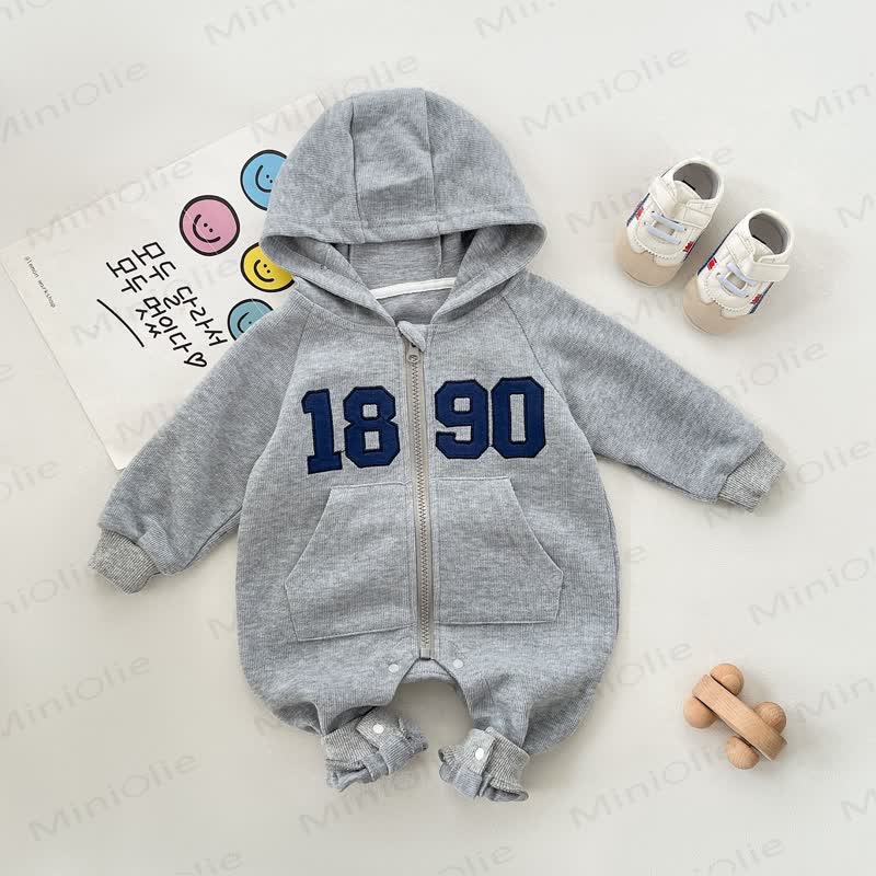 1890 Baby Zip Up Hooded Romper
