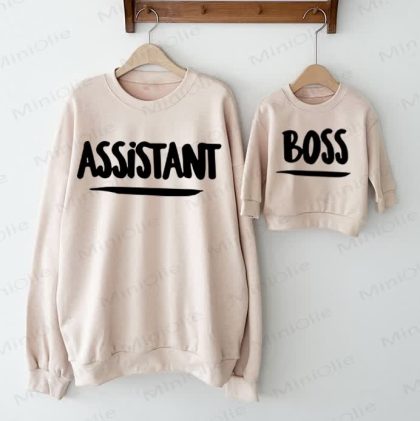 ASSISTANT/BOSS Baby Casual Beige Family Sweatshirt