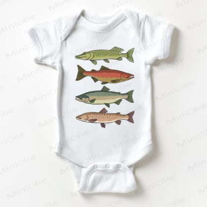 Baby Four Fishes White Bodysuit