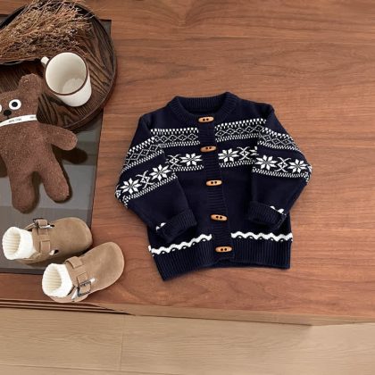 Baby Boy Vintage Jacquard Knit Cardigan