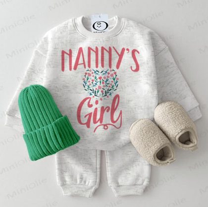 NANNY'S GIRL Baby Sweatshirt 2-piece Light Grey Set