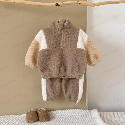 Baby Toddler Color Matching 2-piece Fleece Set