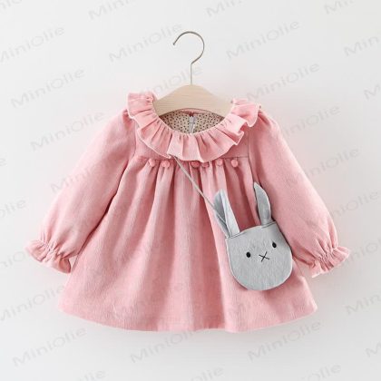 Baby Pompom Dress with Bunny Bag