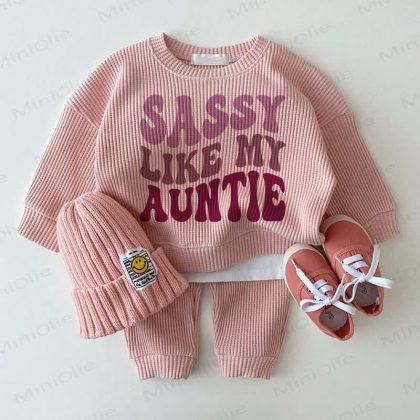 SASSY LIKE MY AUNTIE Baby Pink 2-Piece Set