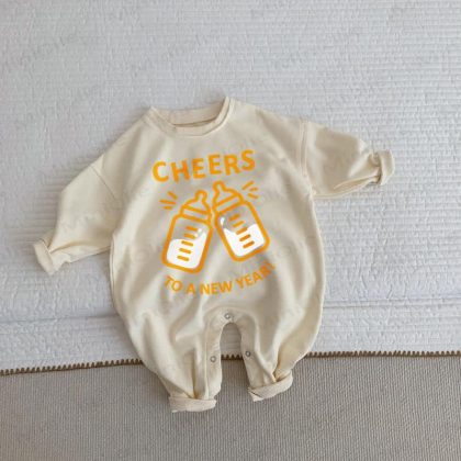 CHEERS TO A NEW YEAR! Baby Beige Romper
