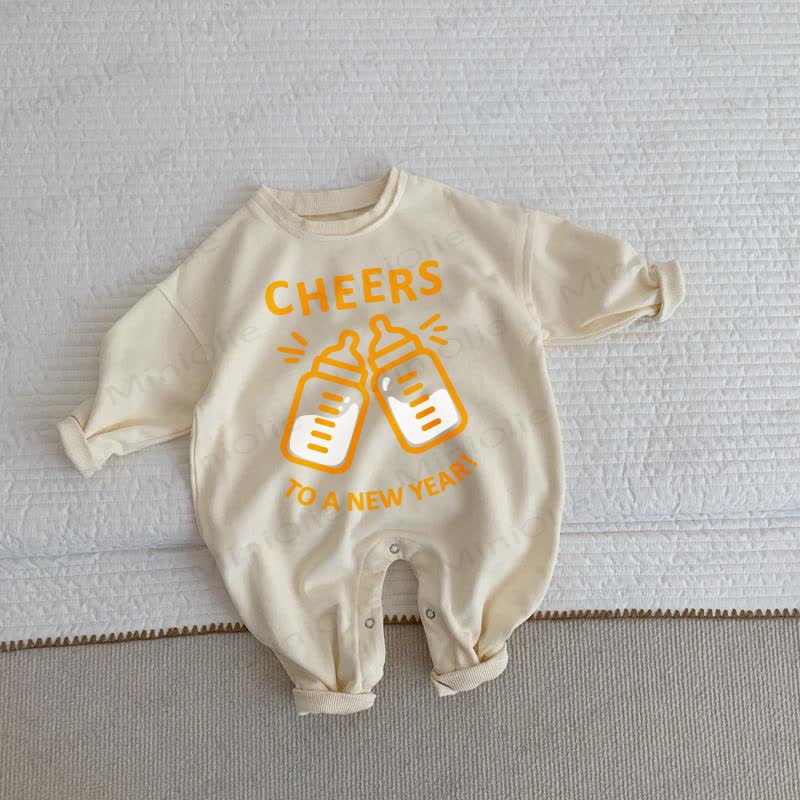 CHEERS TO A NEW YEAR! Baby Beige Romper