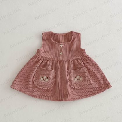 Baby Flower Cord Sleeveless Dress/Blouse