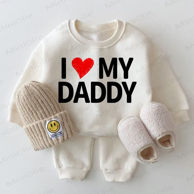 I LOVE MY DADDY/MOMMY Baby 2-piece White Set