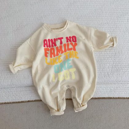 AIN'T NO FAMILY LIKE THE ONE I GOT Baby Beige Romper
