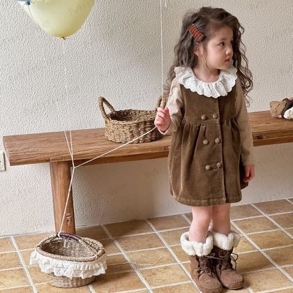 Baby Toddler Girl Cord Sleeveless Sweet Dress