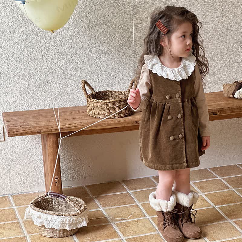 Baby Toddler Girl Cord Sleeveless Sweet Dress